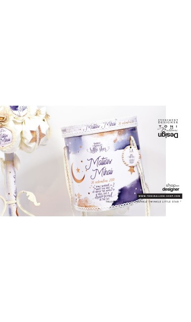 Trusou de botez pentru baieti cu praf de stele auriu, Twinkle Twinkle Little Star  17